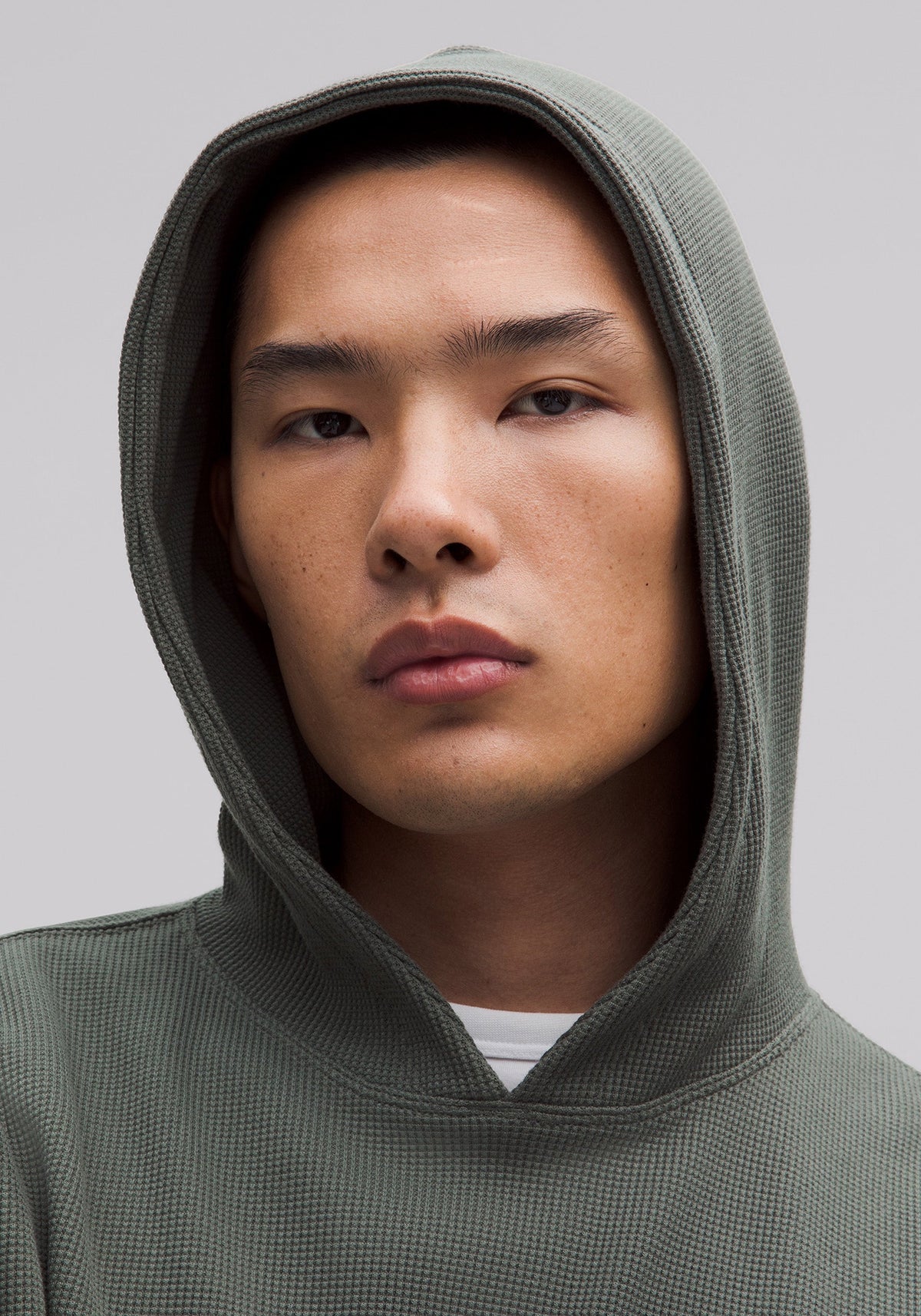 Cotton-Blend Waffle Knit Hoodie