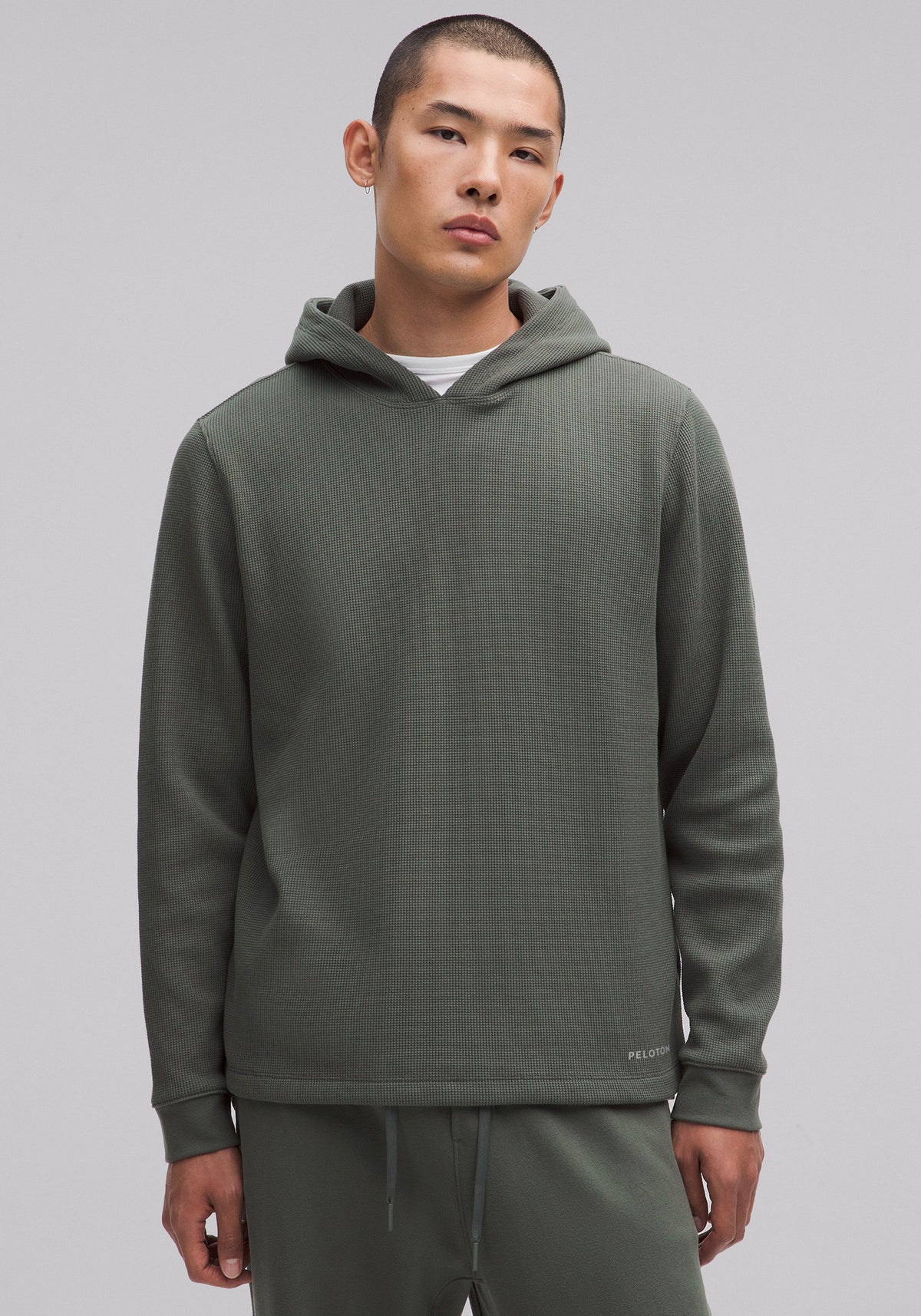 Cotton-Blend Waffle Knit Hoodie