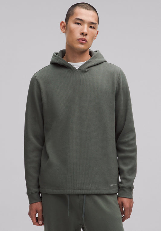 Cotton-Blend Waffle Knit Hoodie