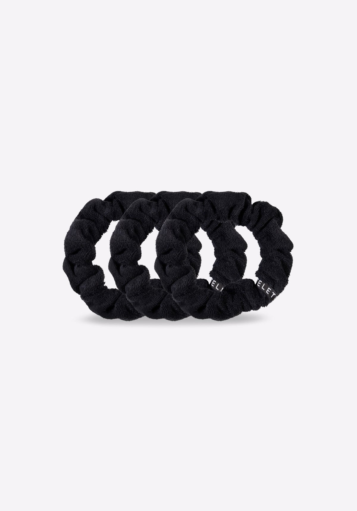 Jet Black Small Towel Scrunchies - 3 Pack